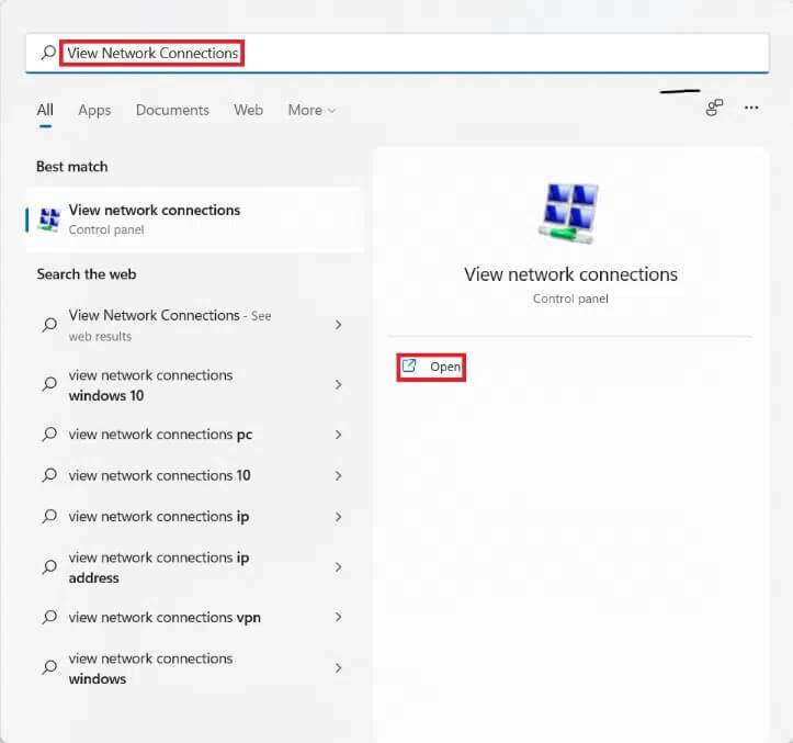 start-menu-search-results-for-view-network-connect-723x677 إصلاح عدم تحميل تخصيص Halo Infinite في Windows 11
