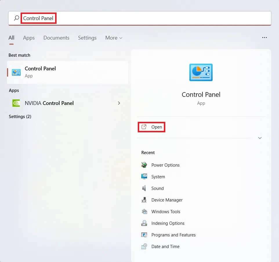 start-search-results-for-control-panel-962x901 إصلاح خطأ الوصول غير الصحيح إلى موقع الذاكرة في Valorant