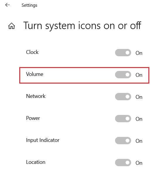 switch-On-the-toggle-for-Volume-system-icon-in-Turn-System-icons-on-or-off-menu-567x597 إصلاح عدم عمل التحكم في مستوى الصوت على Windows 10