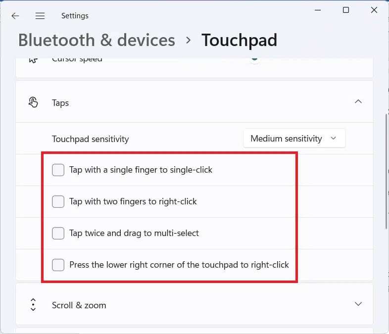 taps-gesture-settings-786x675 كيفية تعطيل إيماءات لوحة اللمس في Windows 11