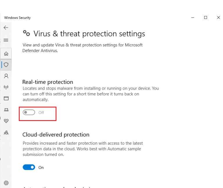 toggle-off-the-bar-under-the-real-time-protection-768x646-2-768x646 كيفية إصلاح خطأ التحديث 0x80070002 على Windows 10