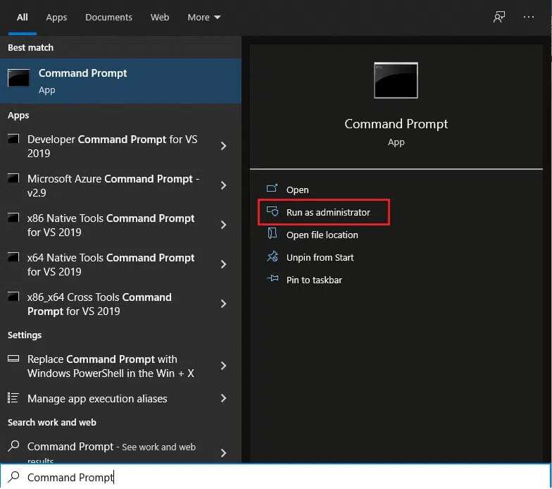 type-command-prompt-and-click-the-run-as-administ-784x694 إصلاح عدم عمل وضع السكون في Windows 10
