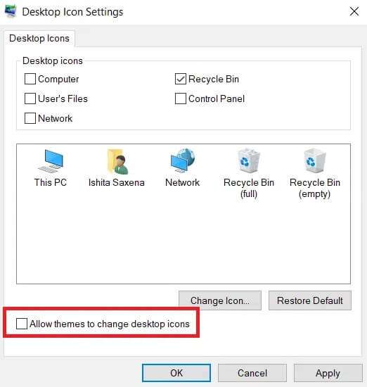 uncheck-the-box-next-to-allow-themes-to-change-ico-522x550 كيفية إصلاح الأيقونات على سطح المكتب