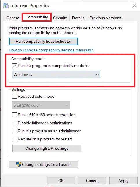 under-compatibility-tab-check-the-box-run-this-pr-483x647 إصلاح عدم عمل Touchpad Scroll على Windows 10