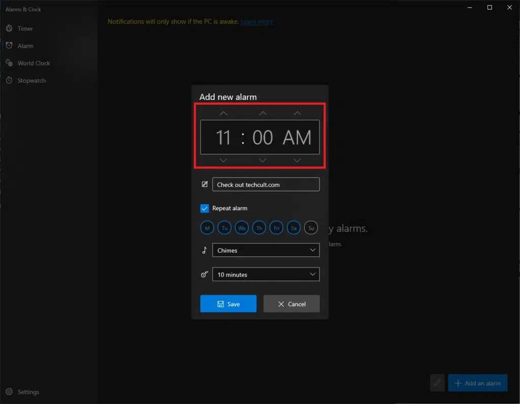 use-the-arrow-keys-to-choose-the-desired-alarm-tim-1024x796-1-1024x796 كيفية ضبط الإنذارات في Windows 10