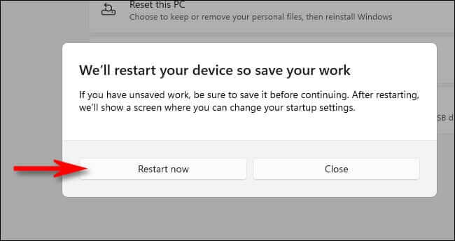 win11_click_restart_now_again-650x344 كيفية التمهيد في الوضع الآمن على Windows 11