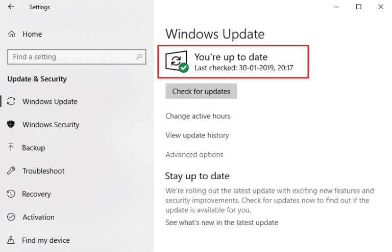 windows-update-youre-up-to-date-message-768x495-2-768x495 كيفية إصلاح عدم فتح Steam على Windows 10
