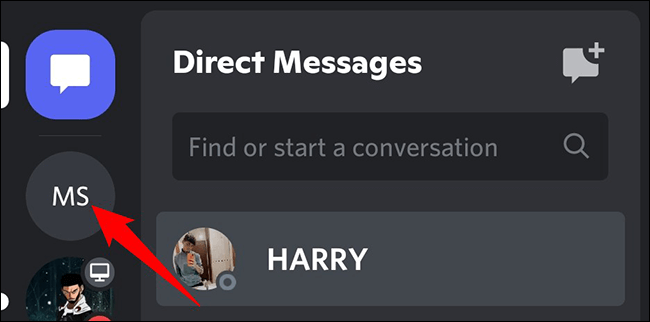 5-discord-mobile-select-server كيفية تغيير اسم الشهرة الخاص بك على خادم Discord