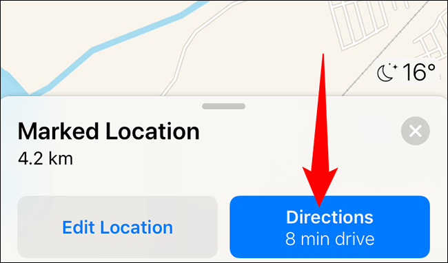 5-find-directions-to-pin كيفية وضع دبوس في Apple Maps على iPhone