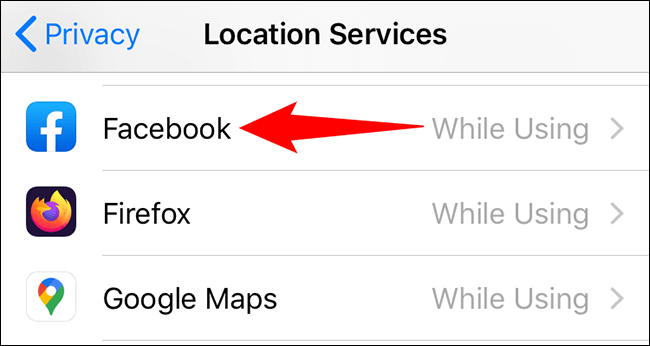 5-select-app كيفية تشغيل خدمات الموقع على iPhone
