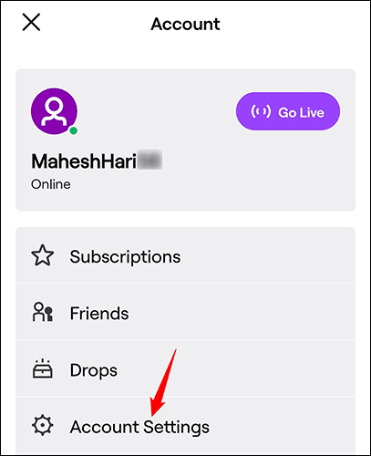 7-twitch-mobile-account-settings كيفية تغيير اسم Twitch