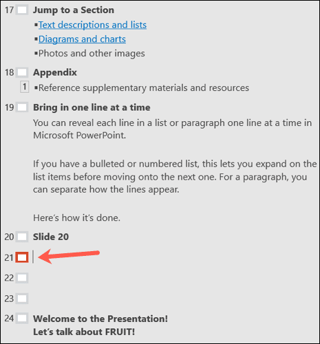 AddTitleOutlineView-PowerPointSlideTitles كيفية إضافة عناوين إلى الشرائح في Microsoft PowerPoint