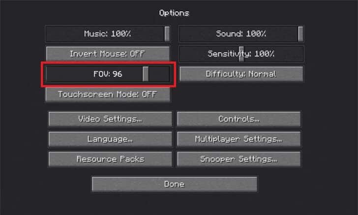 Adjust-your-field-of-view-by-moving-the-slider-728x437-1 3 طرق للتصغير في Minecraft