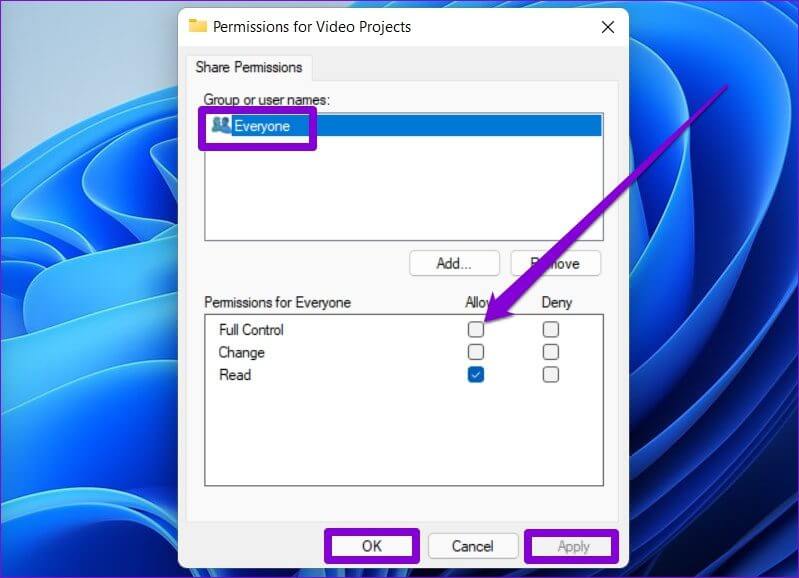 Allow-Folder-Sharing-Permissions أفضل 7 طرق لإصلاح مشكلة "لا يمكن الوصول إلى المجلد المشترك" في Windows 11