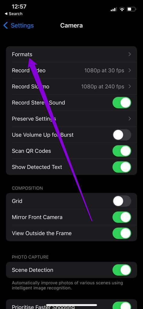 Camera-Settings-on-iPhone أفضل 8 طرق لإصلاح تأخر الكاميرا على iPhone