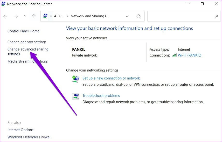 Change-Advanced-Sharing-Options أفضل 7 طرق لإصلاح مشكلة "لا يمكن الوصول إلى المجلد المشترك" في Windows 11