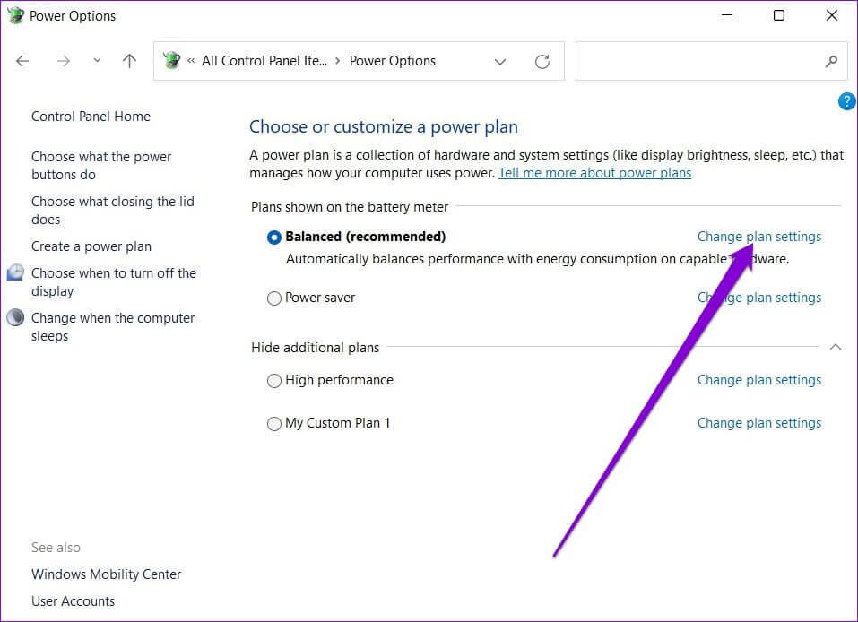Change Power Plan Settings - أفضل 3 طرق لتغيير وضع الطاقة في Windows 11