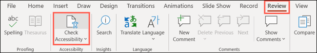 CheckAccessibility-PowerPointSlideTitles كيفية إضافة عناوين إلى الشرائح في Microsoft PowerPoint