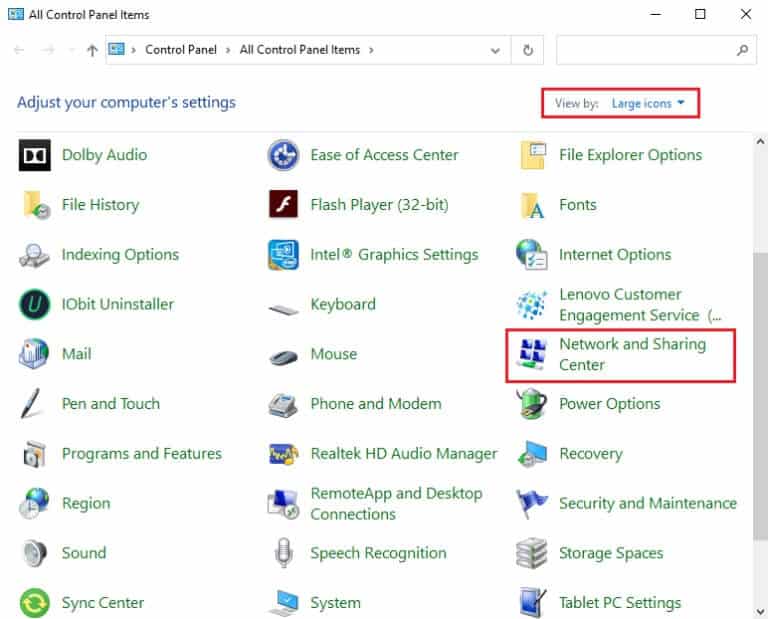 Click-on-Network-and-Sharing-Center-768x619-1 إصلاح خطأ التثبيت 0x8007012a في تحديث Windows