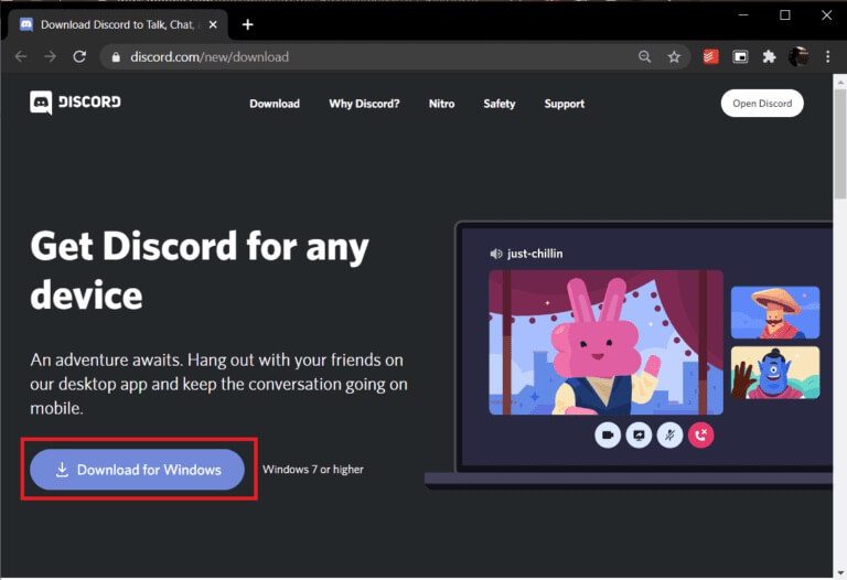 Click-on-the-Download-for-Windows-button-768x526-1 إصلاح خطأ Discord JavaScript عند بدء التشغيل