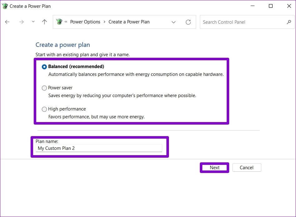 Create Custom Power Plan on Windows - أفضل 3 طرق لتغيير وضع الطاقة في Windows 11