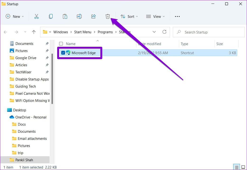 Delete-App-Shortcut أفضل 5 طرق لتعطيل تطبيقات بدء التشغيل على Windows 11