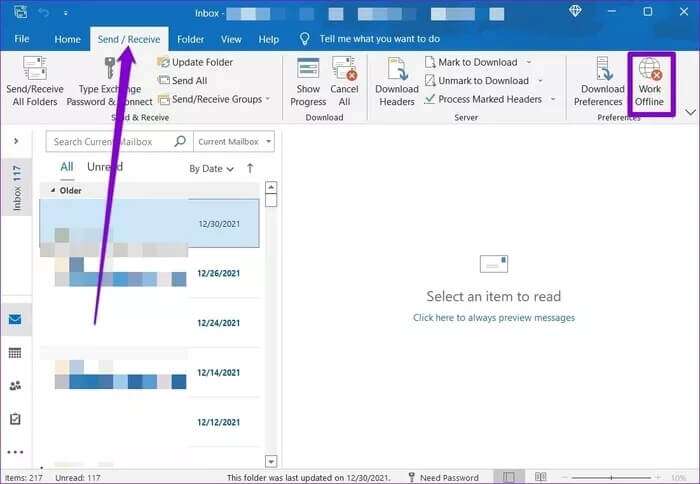 Disable-Offline-Mode-in-Outlook_935adec67b324b146ff212ec4c69054f-700x484 أفضل 7 طرق لإصلاح عدم اتصال Outlook بالخادم على Windows 10 و Windows 11