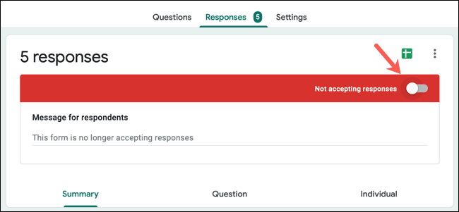 DisableAcceptingResponsesToggle-GoogleFormsClose كيفية إغلاق Google Form