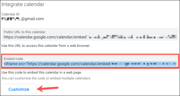 EmbedCodeCustomize-GoogleCalendarEmbed كيفية تضمين تقويم Google على موقع ويب أو مدونة