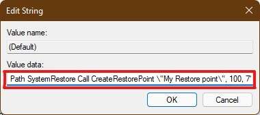 Enter-the-following-text-in-the-value-data-field-of-Default-Edit-String-window-Registry-Editor-Windows-11-380x169 كيفية إضافة قائمة سياق إنشاء نقطة الاستعادة في Windows 11