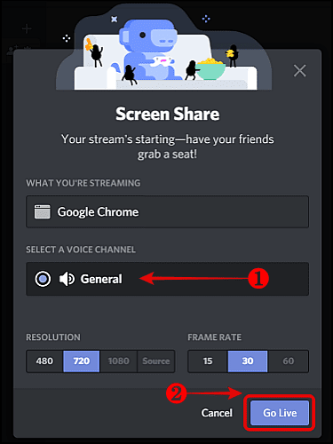 Go-Live-Button-For-Screen-Share كيفية استخدام Discord لمشاهدة الأفلام مع الأصدقاء