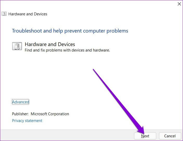 Hardware-Troubleshooter-on-Windows أفضل 7 طرق لإصلاح خطأ موت العملية الحرجة الشاشة الزرقاء في Windows 11