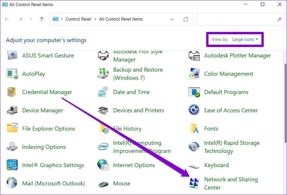 Open-Network-and-Sharing-Center أفضل 7 طرق لإصلاح مشكلة "لا يمكن الوصول إلى المجلد المشترك" في Windows 11