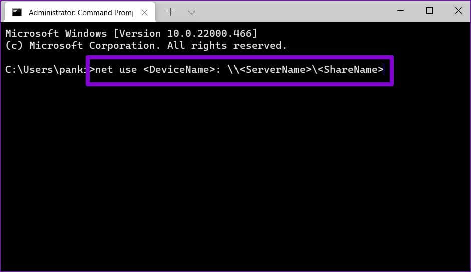 Open-Shared-Folder-via-Command-Prompt أفضل 7 طرق لإصلاح مشكلة "لا يمكن الوصول إلى المجلد المشترك" في Windows 11