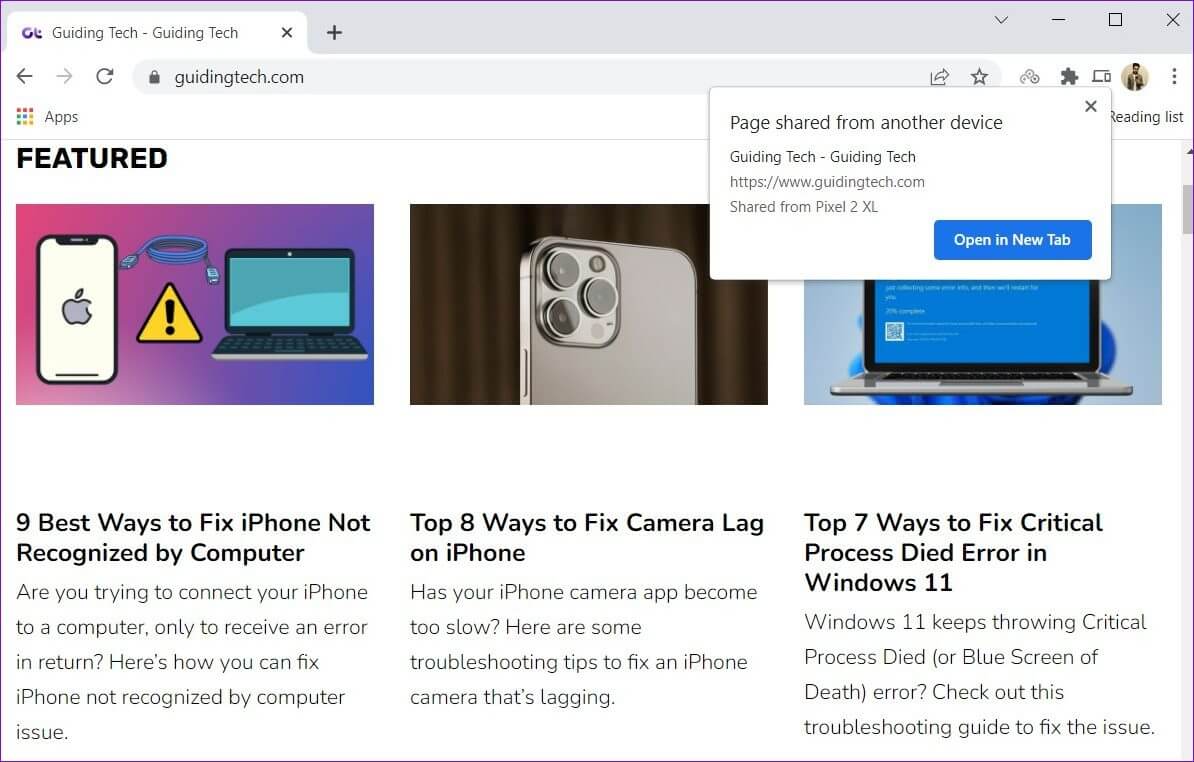 Open-Shared-Link-from-PC أفضل 3 طرق لمشاركة روابط صفحات الويب من Google Chrome