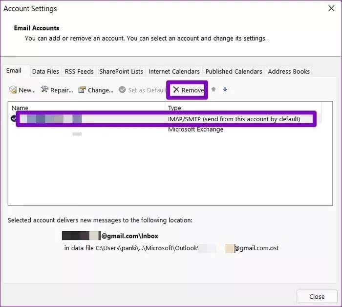 Remove-Account-from-Outlook_2022-02-01-133121_935adec67b324b146ff212ec4c69054f-700x628 أفضل 7 طرق لإصلاح عدم اتصال Outlook بالخادم على Windows 10 و Windows 11