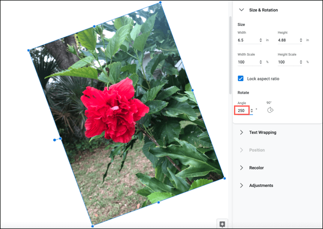 RotateAngle-GoogleDocsEditImage كيفية اقتصاص الصور وتدويرها وضبطها في Google Docs