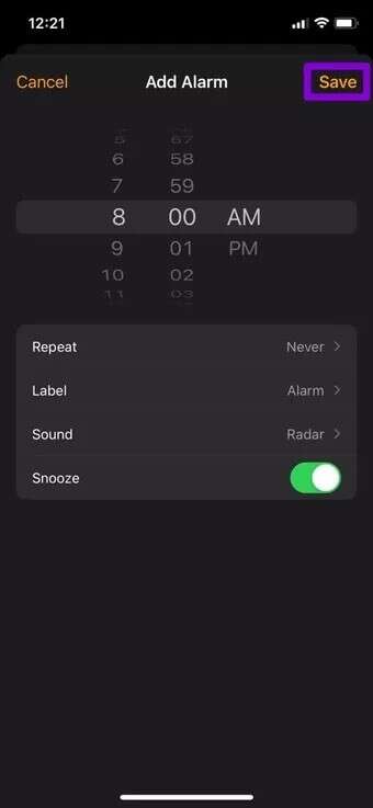 Save-New-Alarm-on-iPhone_7c4a12eb7455b3a1ce1ef1cadcf29289-340x737 إصلاح عدم عمل التنبيهات على iPhone