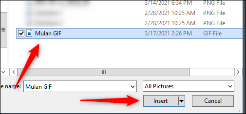 Selecting-a-gif-in-File-Explorer كيفية إدراج صورة GIF متحركة في Word Document