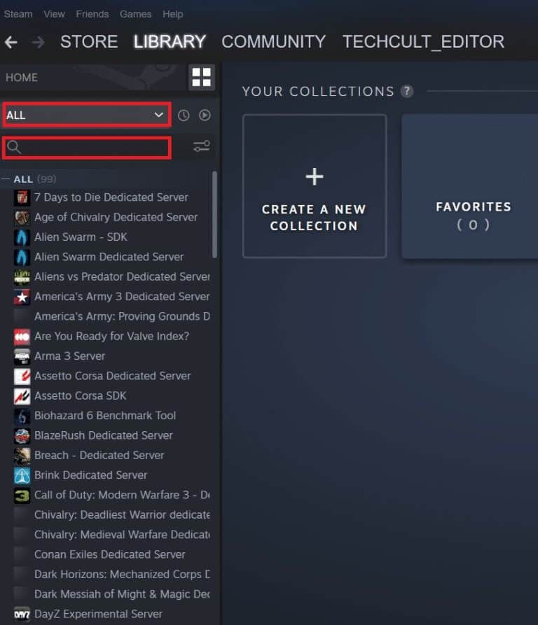 Steam-LIBRARY-ALL-games-or-search-bar-768x893-1 كيفية فتح وحدة تحكم Steam