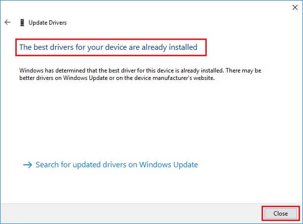 The-best-drivers-for-your-device-are-already-installed إصلاح عدم عمل مركز ألعاب ROG