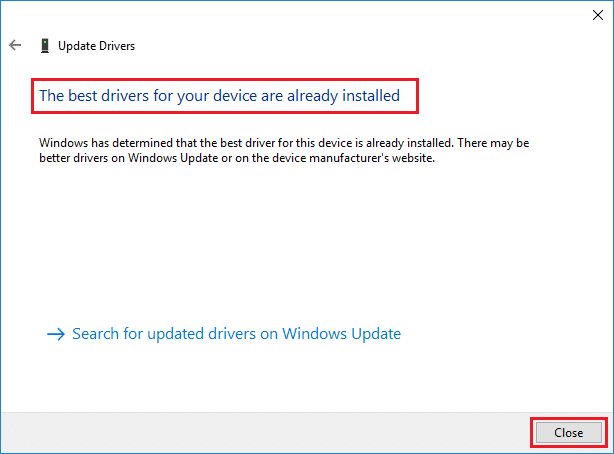 The-best-drivers-for-your-device-are-already-installed إصلاح خطأ فشل تحديث المشغل Warframe