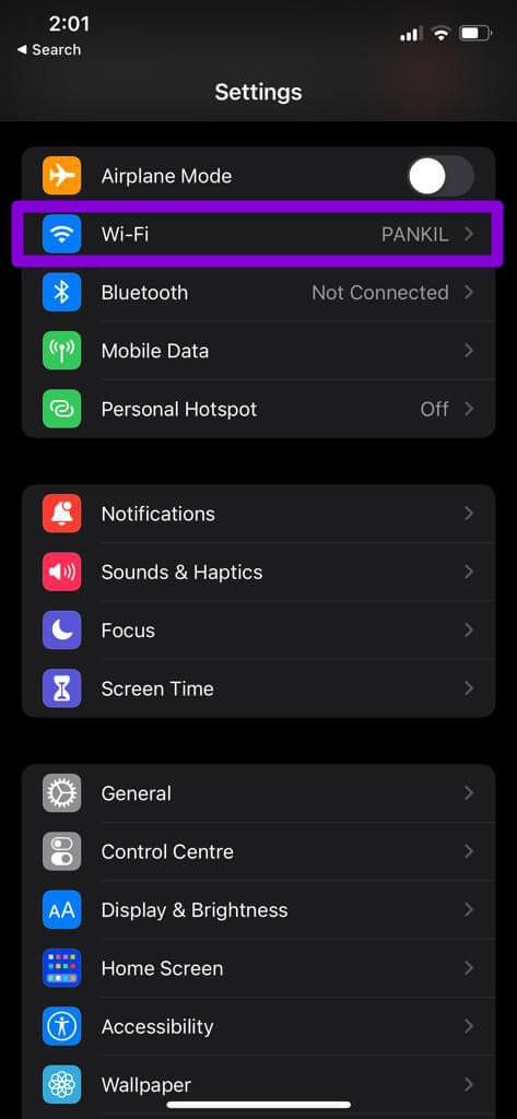 Wi-Fi-Settings-on-iPhone أفضل 8 طرق لإصلاح مشكلة "حدث خطأ ما" على YouTube لأجهزة iPhone
