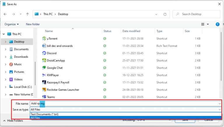 add-.reg-in-the-file-name-and-change-save-as-type-to-all-files-to-save-the-notepad-file-to-create-restore-point-windows-11-768x436-1-768x436 كيفية إضافة قائمة سياق إنشاء نقطة الاستعادة في Windows 11