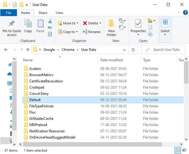 again-navigate-to-the-default-folder 14 طريقة لإصلاح خطأ ملف تعريف Chrome