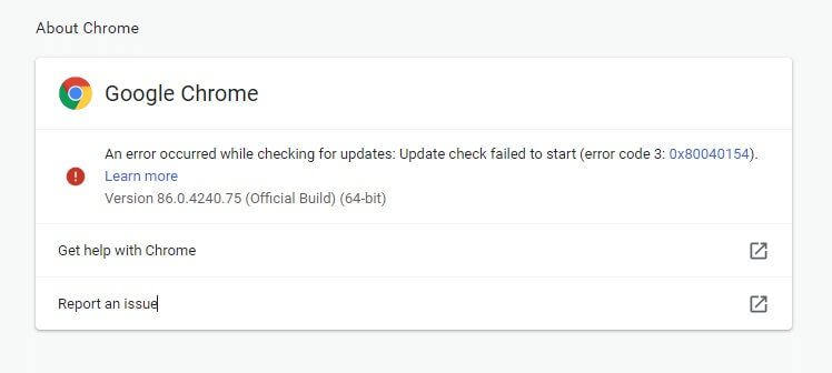an-error-occurred-while-checking-for-updates-updat إصلاح عدم تحديث Google Chrome