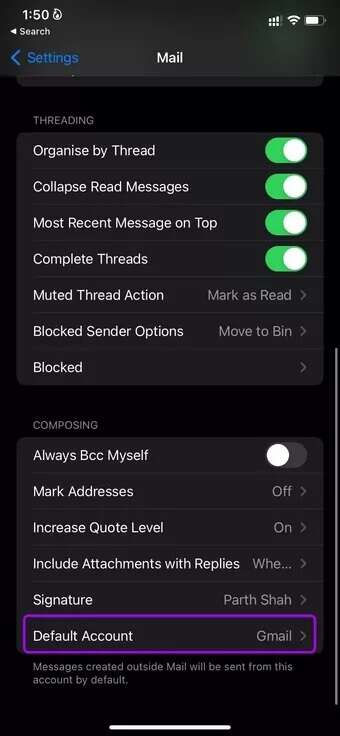 change-deafult-email-account-fix-mail-not-sending-emails-on-iPhone_7c4a12eb7455b3a1ce1ef1cadcf29289-340x736 أفضل 9 طرق لإصلاح عدم إرسال رسائل بريد إلكتروني على iPhone