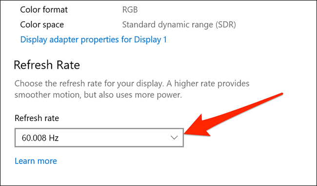 change-refresh-rate كيفية إصلاح وميض الشاشة في Windows 10