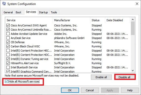 check-the-box-next-to-hide-all-microsoft-services-2-1 إصلاح ERR_EMPTY_RESPONSE على Windows 10