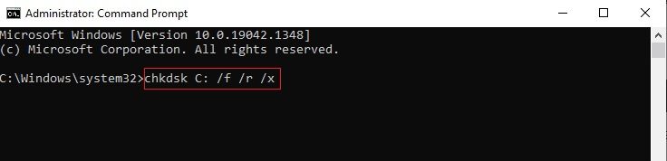 chkdsk-c-f-r-x-3 إصلاح خطأ التثبيت 0x8007012a في تحديث Windows